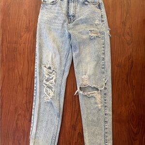High Rise Distressed Denim Jeans